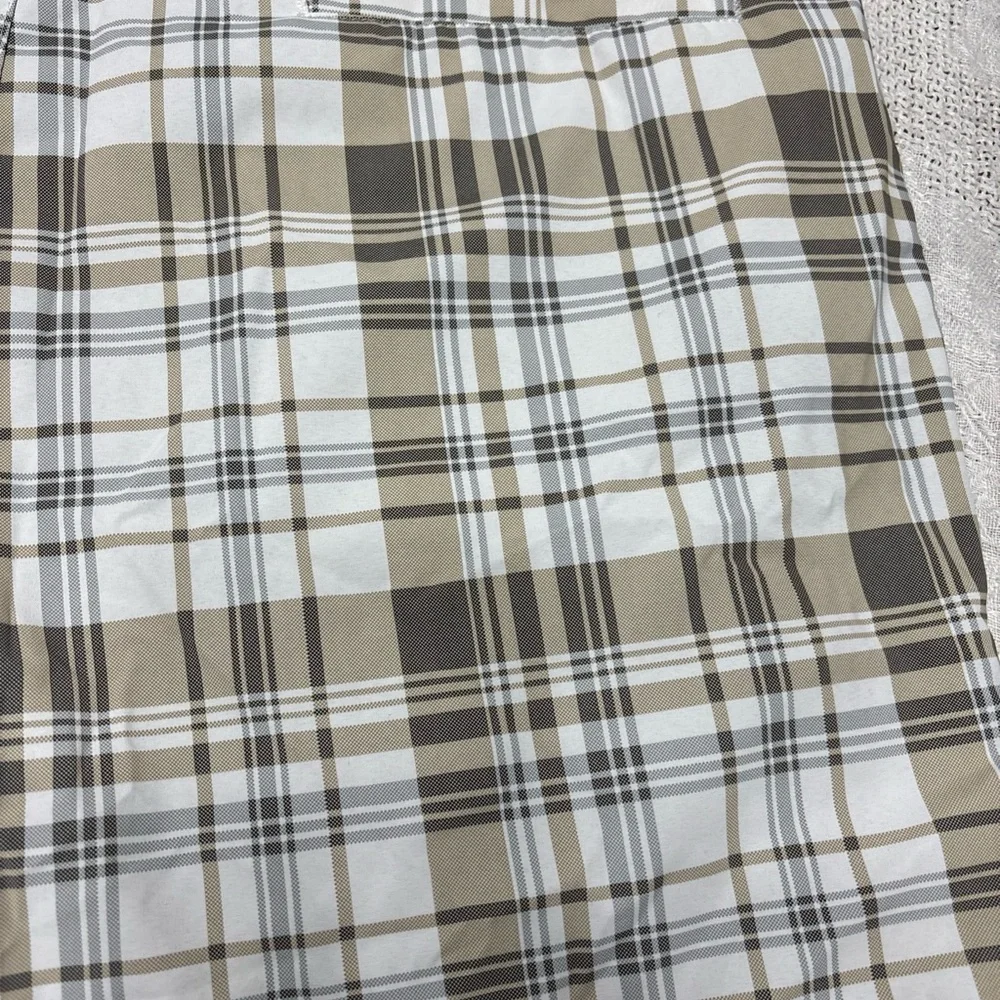 Ben Hogan golf chino Shorts Mens 38 Flat Front white Brown‎ Plaid